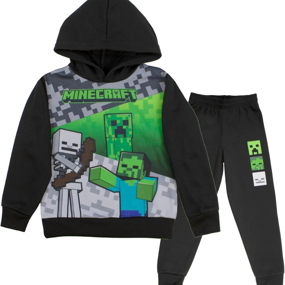 Kids Minecraft Hoodie and Jogger Set - size 8 - Never worn